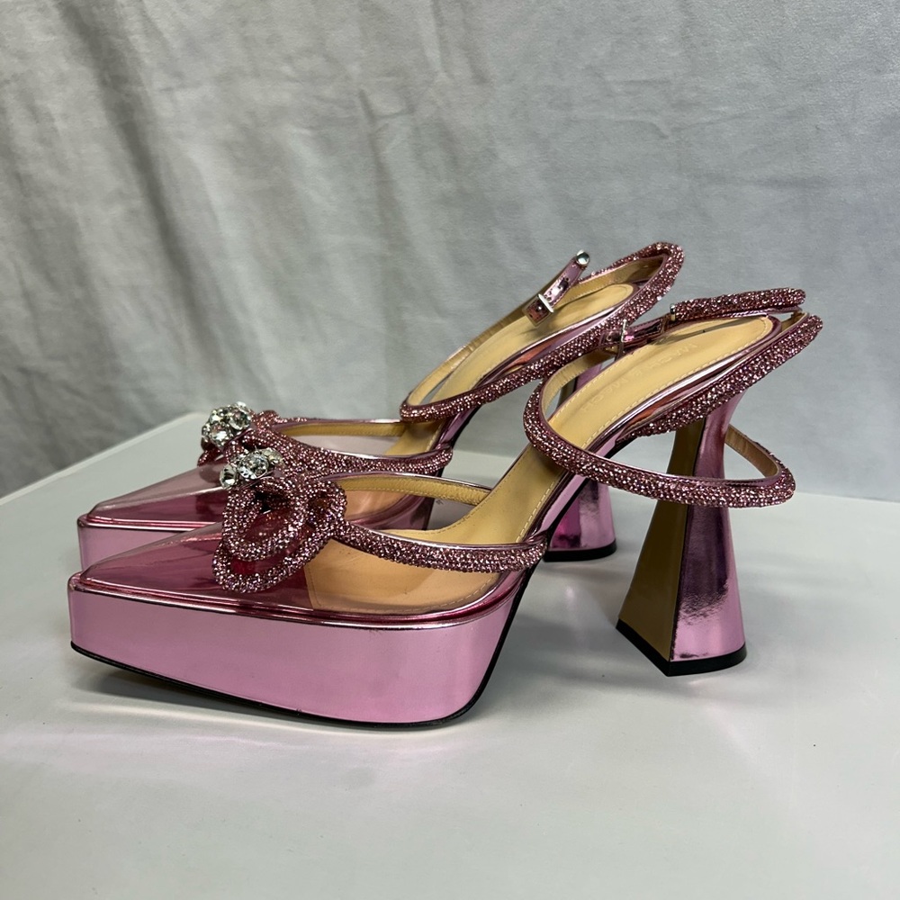 Mach & Mach Double Crystal Bow Platform Pumps - image 4